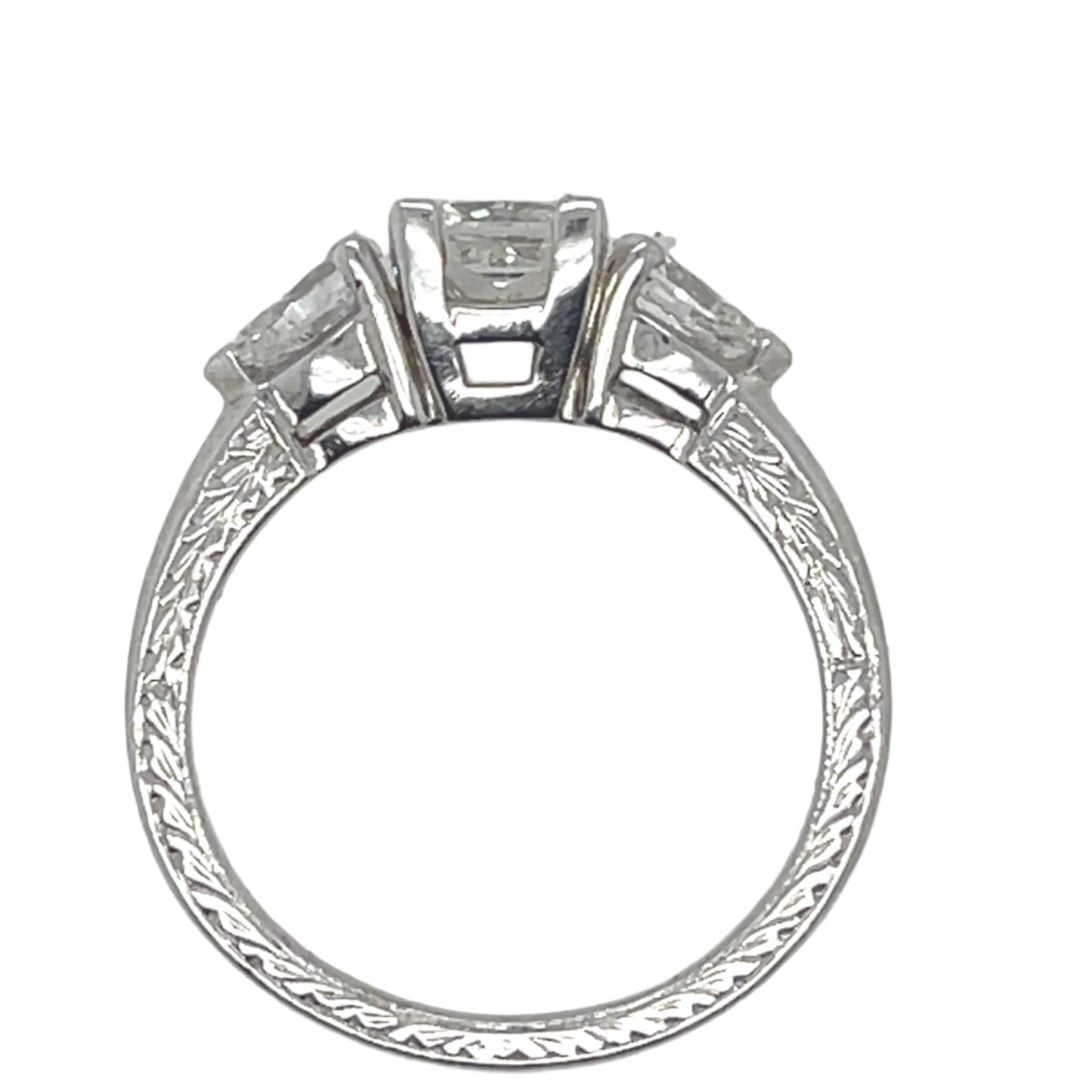 Three-Stone Princess Cut and Pear Shape Diamond Ring