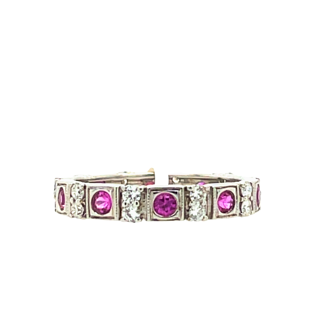 Estate Vintage Eternity  Ruby and Diamond Band