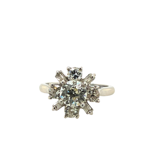 Flower Shape Engagement Diamond Ring