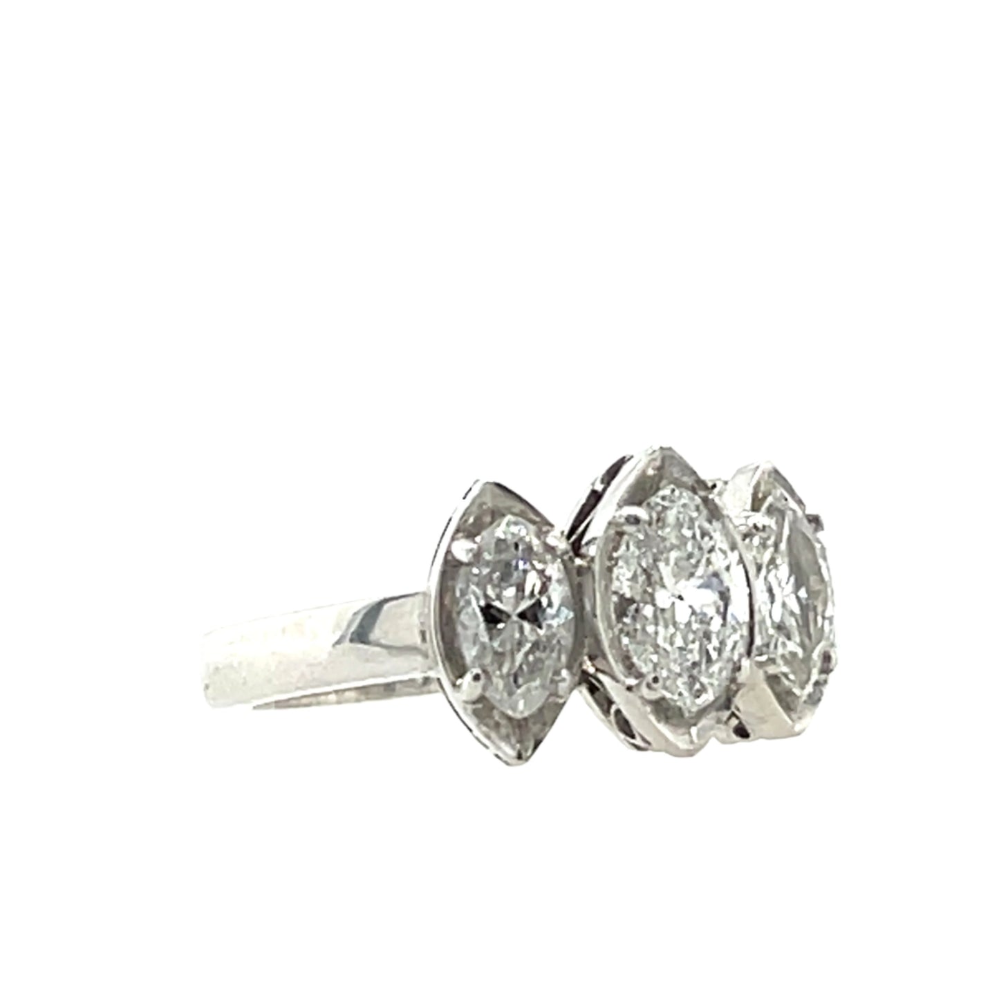 Palladium Ring with Pear Shape Diamonds