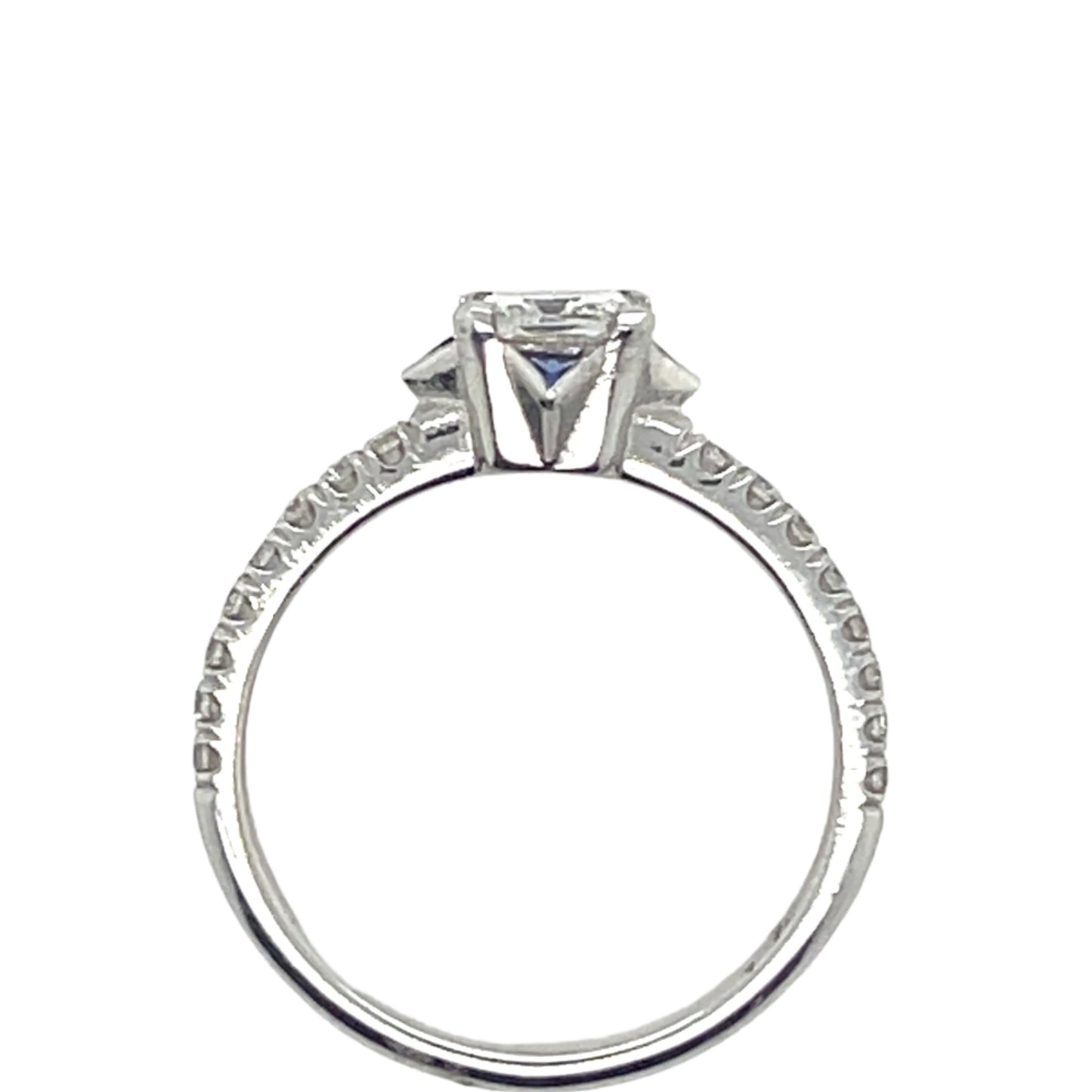 Art Deco Princess Cut Diamond and Sapphire Semi-Eternity Band