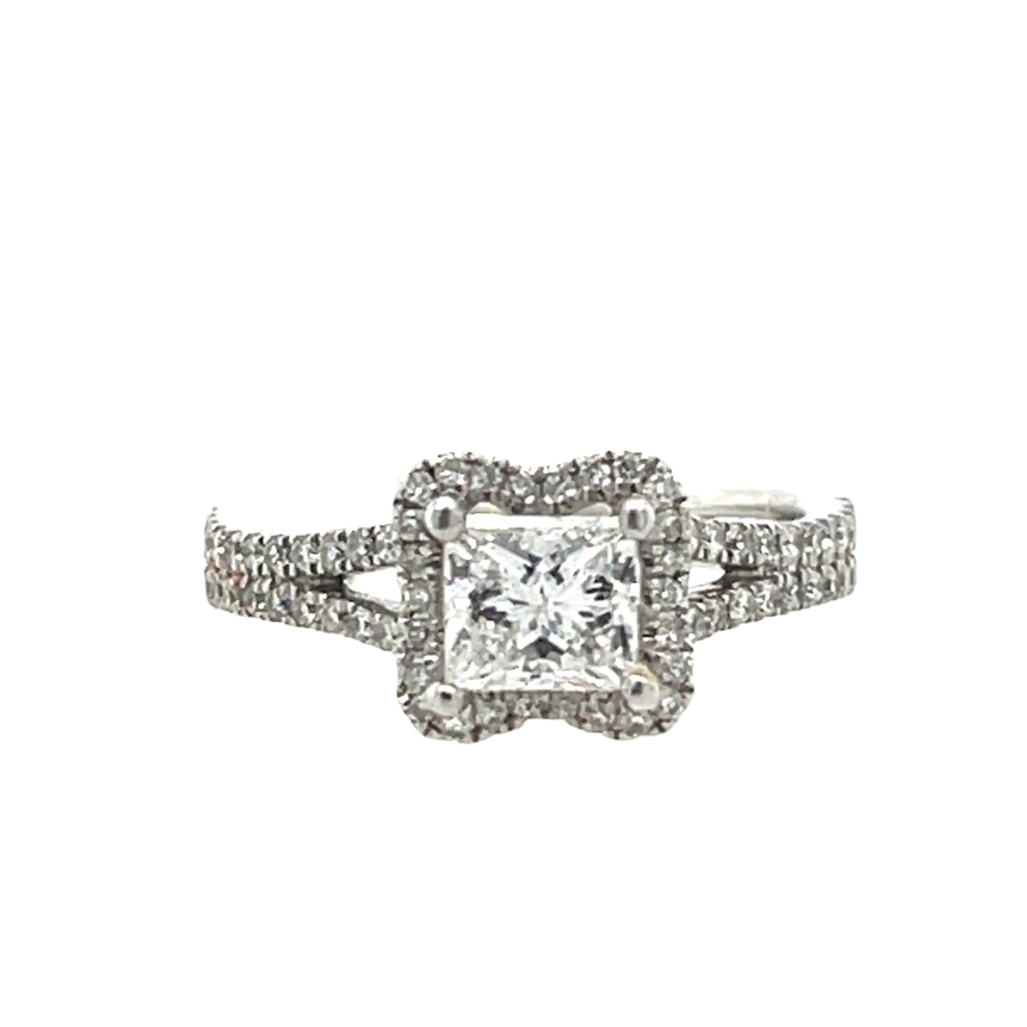 Princess Cut Halo Diamond Engagement Ring