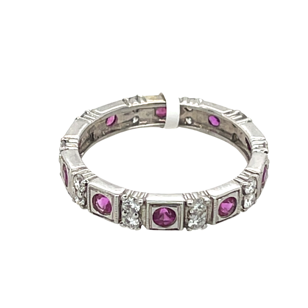 Estate Vintage Eternity  Ruby and Diamond Band