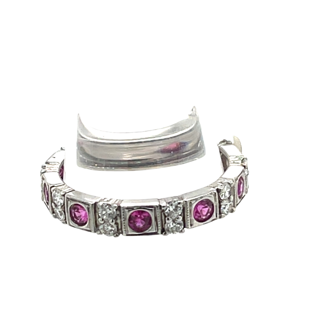 Estate Vintage Eternity  Ruby and Diamond Band