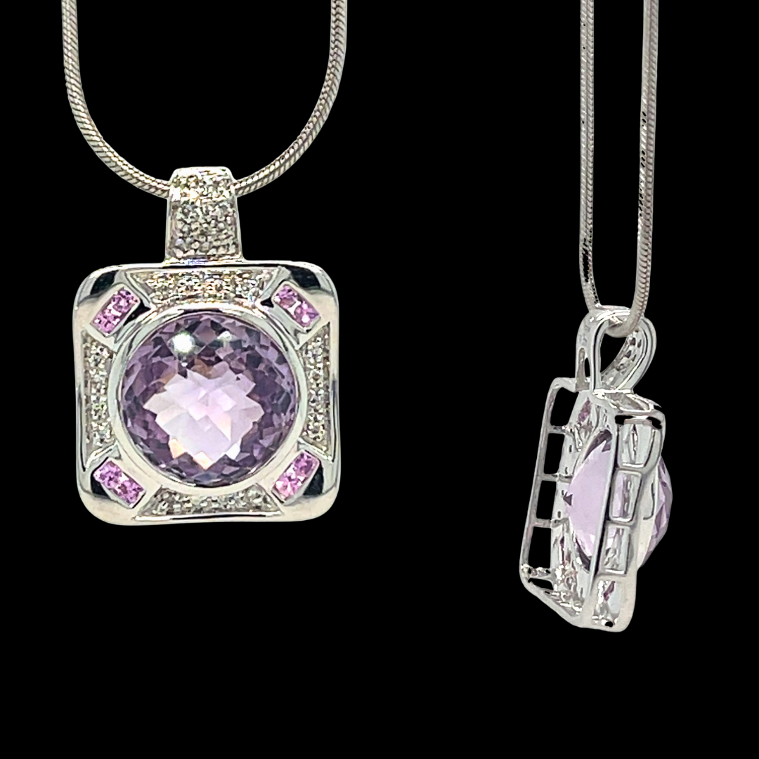 AMETHYST DIAMOND  GOLD PENDANT