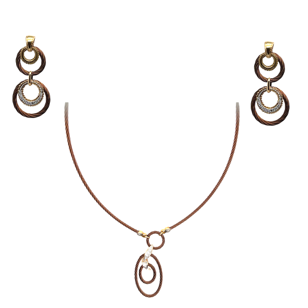 Charriol Petra Gold Necklace and Earrings Set