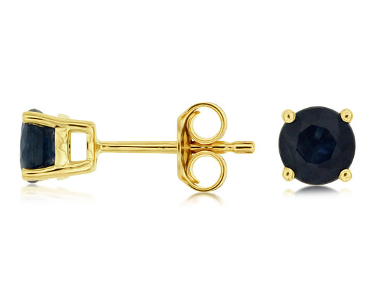 Sapphire Stud Earrings - 14K Yellow Gold