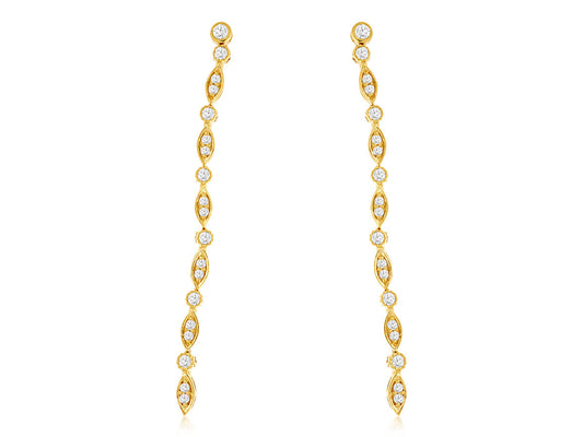 **14K Yellow Gold &amp; Diamond Drop Earrings**