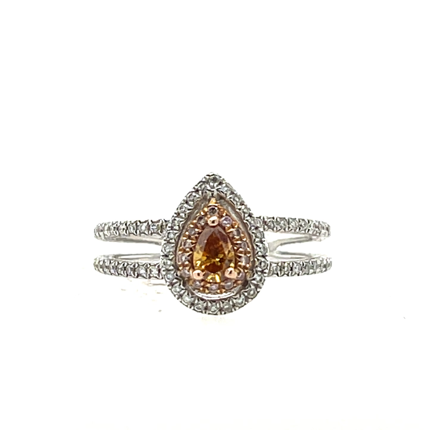 Halo Pear Cut Yellow Natural Diamond Engagement Ring