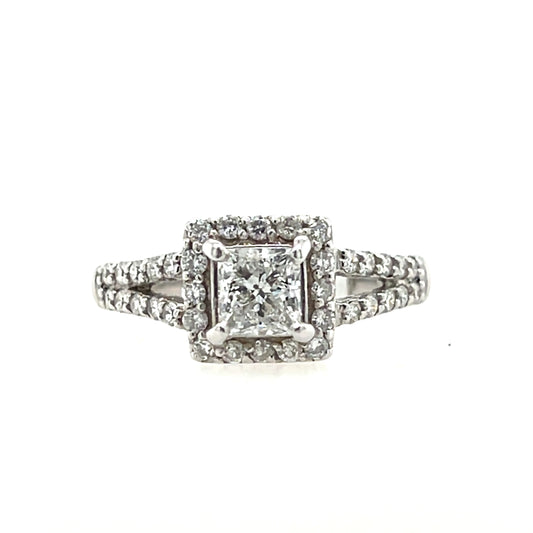 Princess Cut Halo Diamond Ring