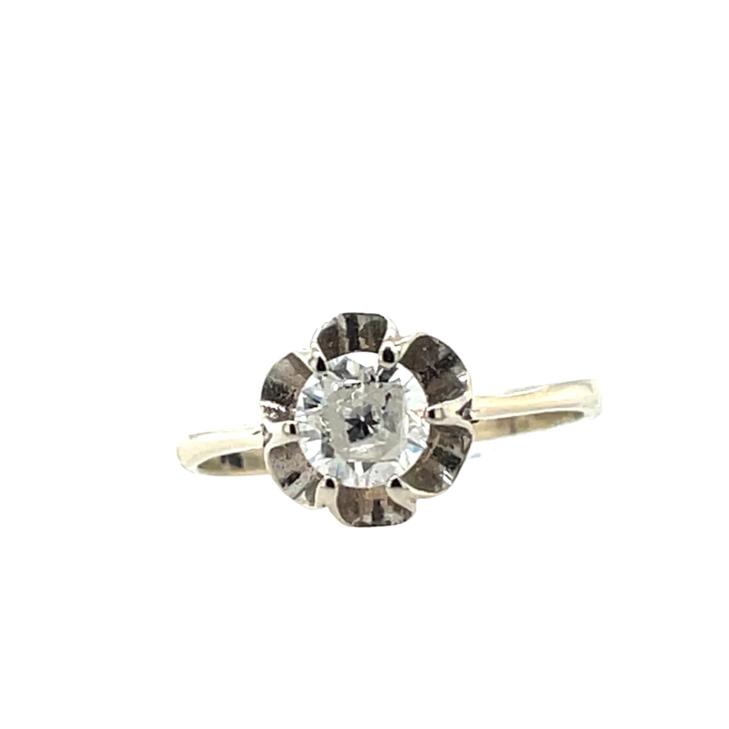 Round Diamond Floral Prong Ring