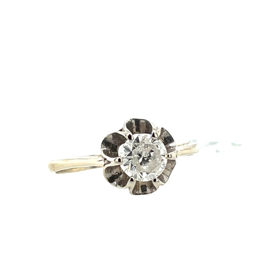 Round Diamond Floral Prong Ring