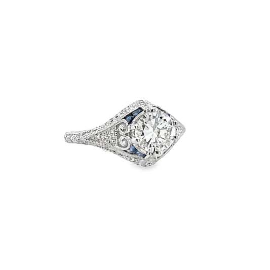 Art Deco EGL Certified Round Diamond Ring