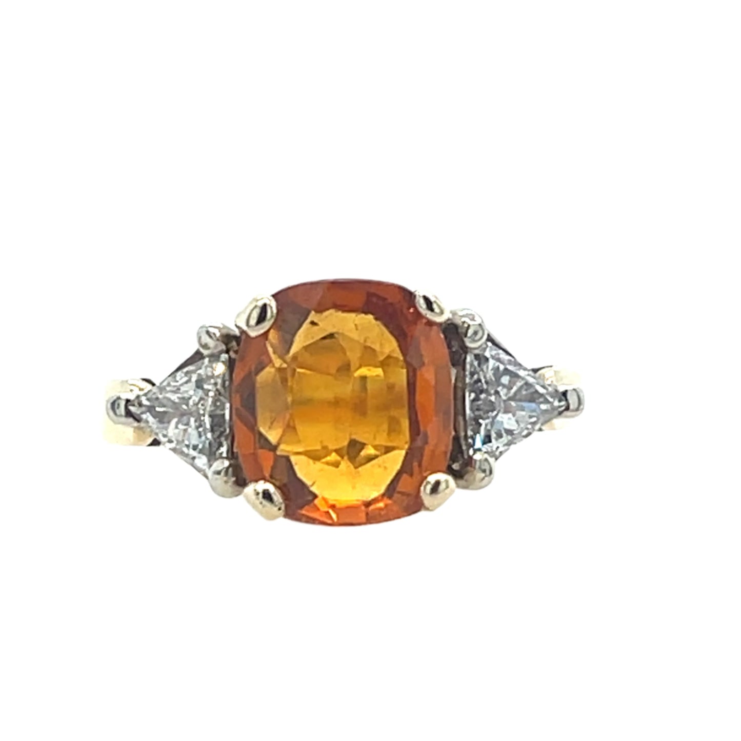 Cushion Cut Orange Sapphire and Diamond Ring