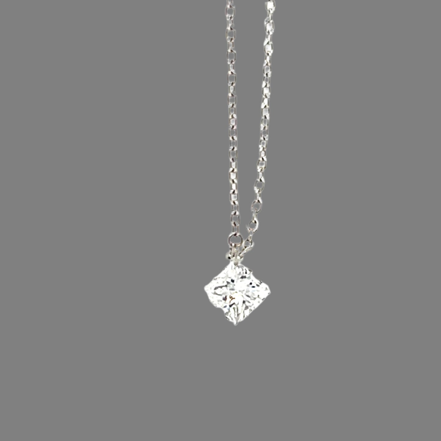 Natural Diamond Princess Cut Necklace