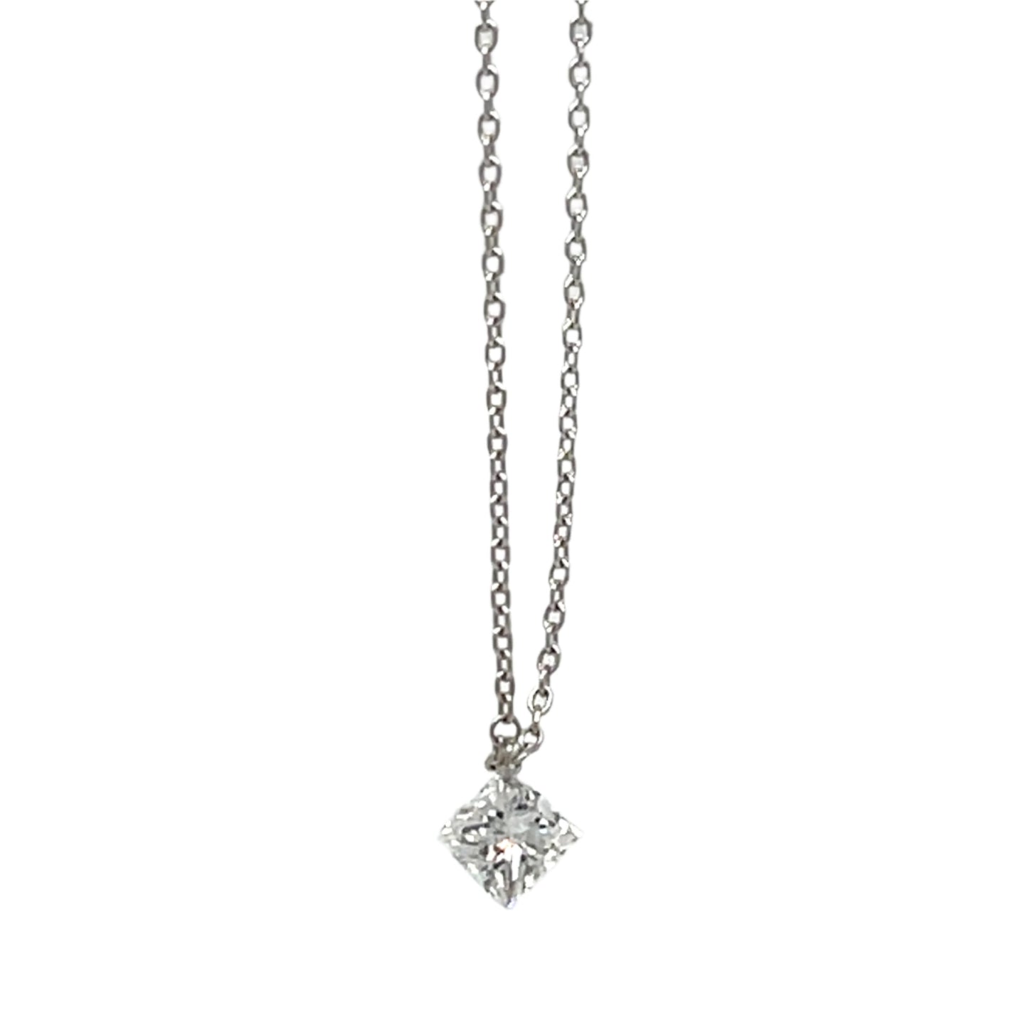 Natural Diamond Princess Cut Necklace