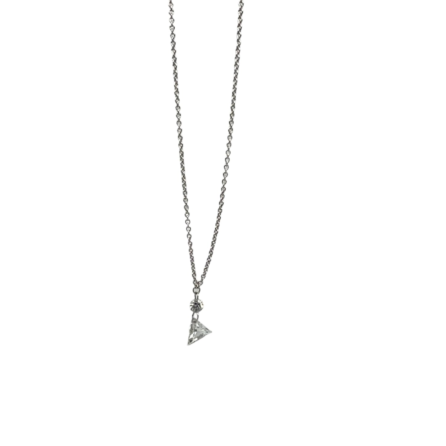 Triangle and Round Diamond  Solitary Necklace