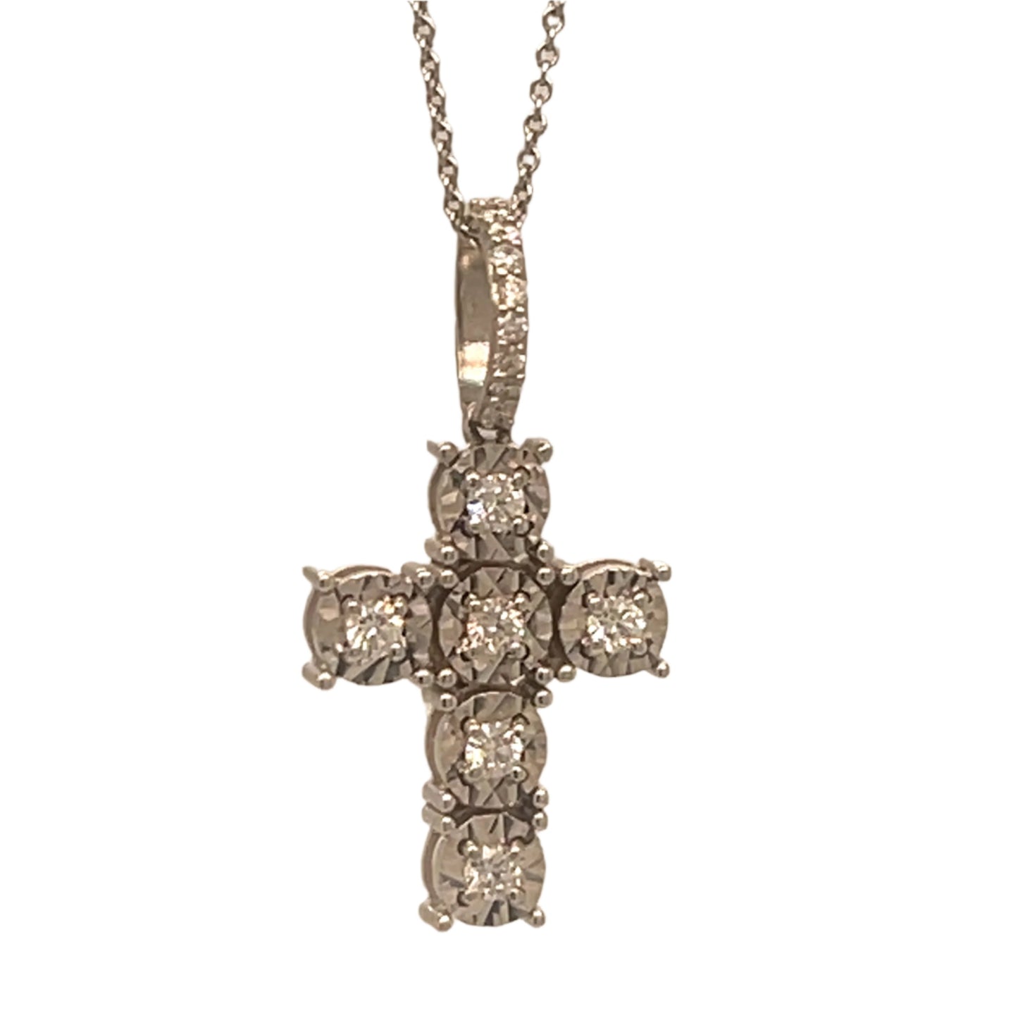 White Gold Necklace with Diamond Cross Pendant