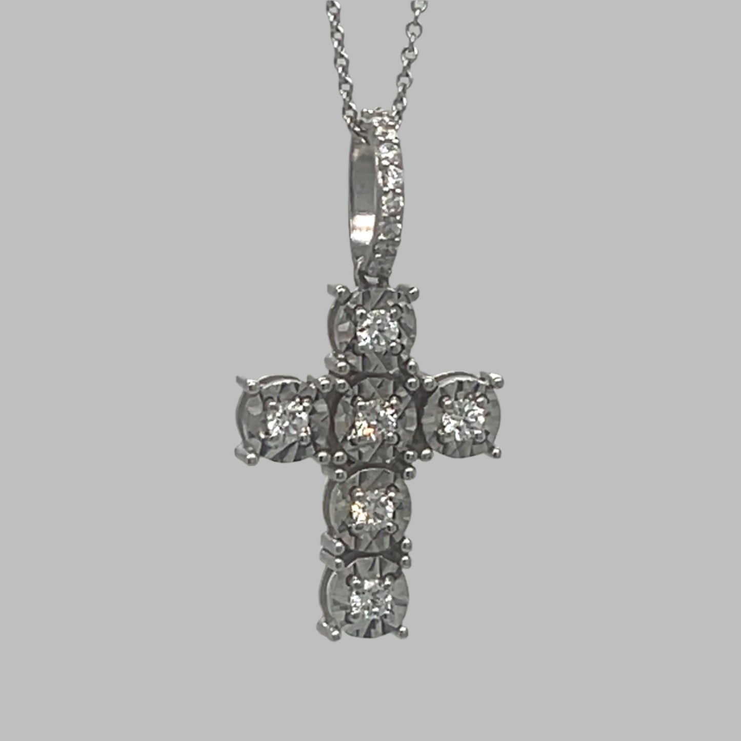 White Gold Necklace with Diamond Cross Pendant