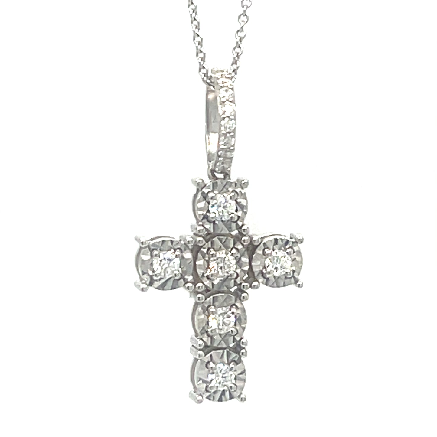 White Gold Necklace with Diamond Cross Pendant