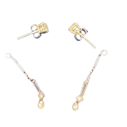 Diamond Drop Studs with Removable Diamond Charms