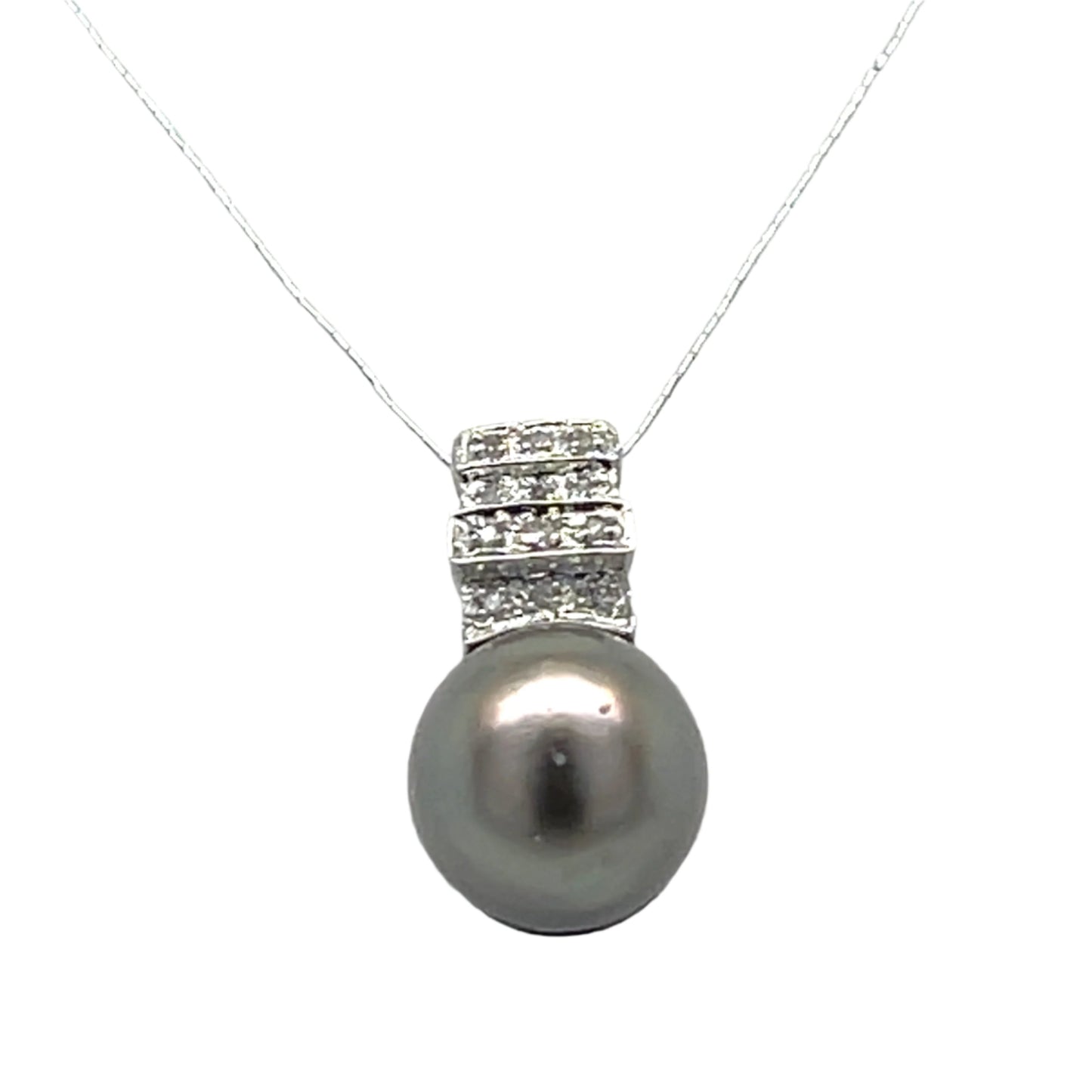 Tahitian Pearl Pendant with Diamonds in 14K Gold