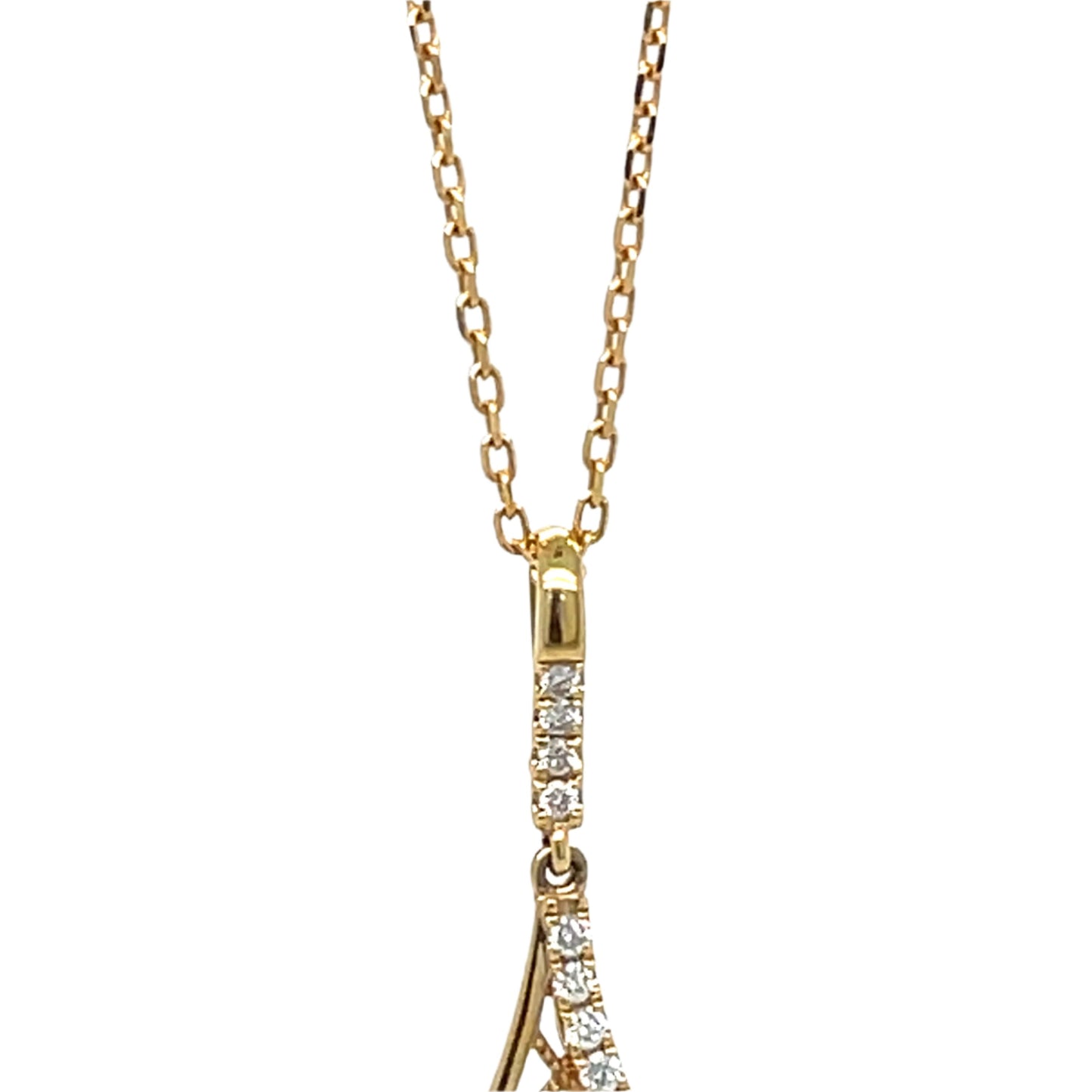 Yellow Gold Tennis Racket Pendant with Diamonds Necklace