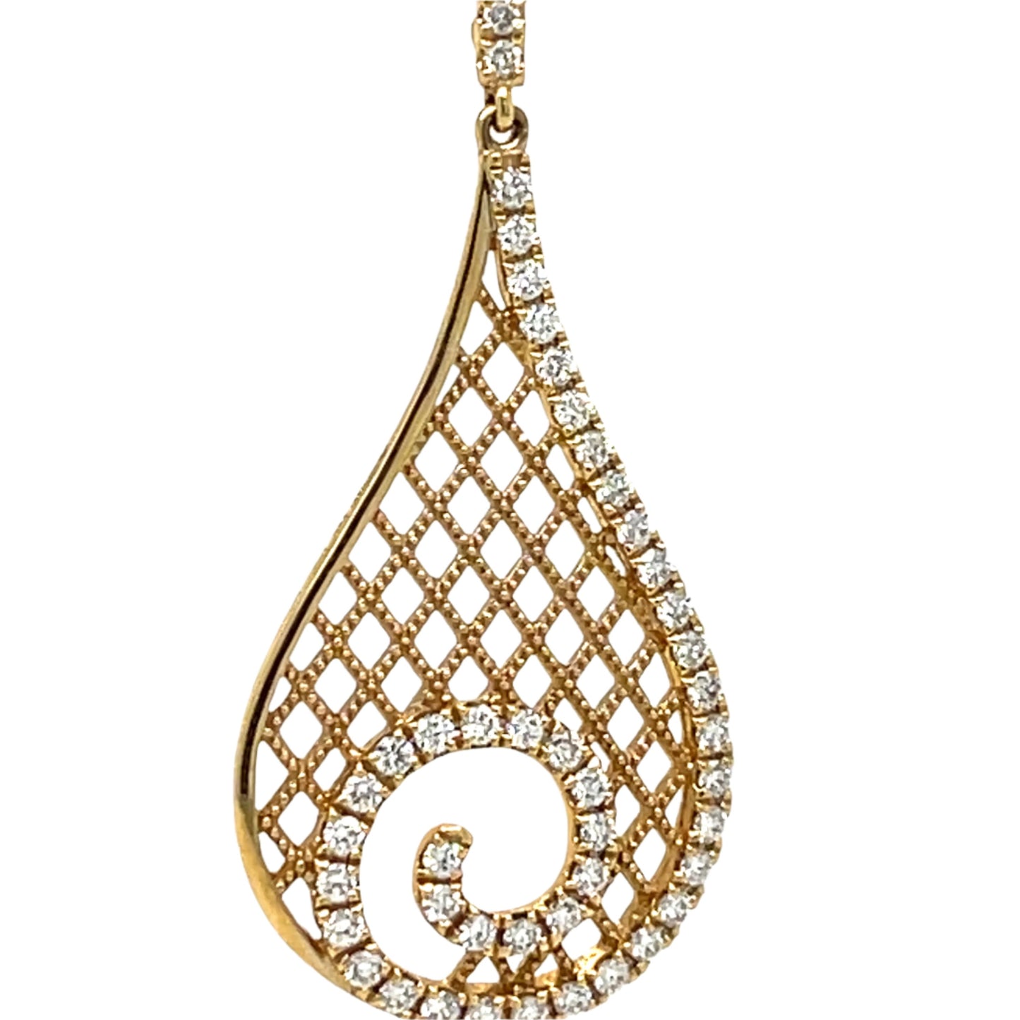 Yellow Gold Tennis Racket Pendant with Diamonds Necklace