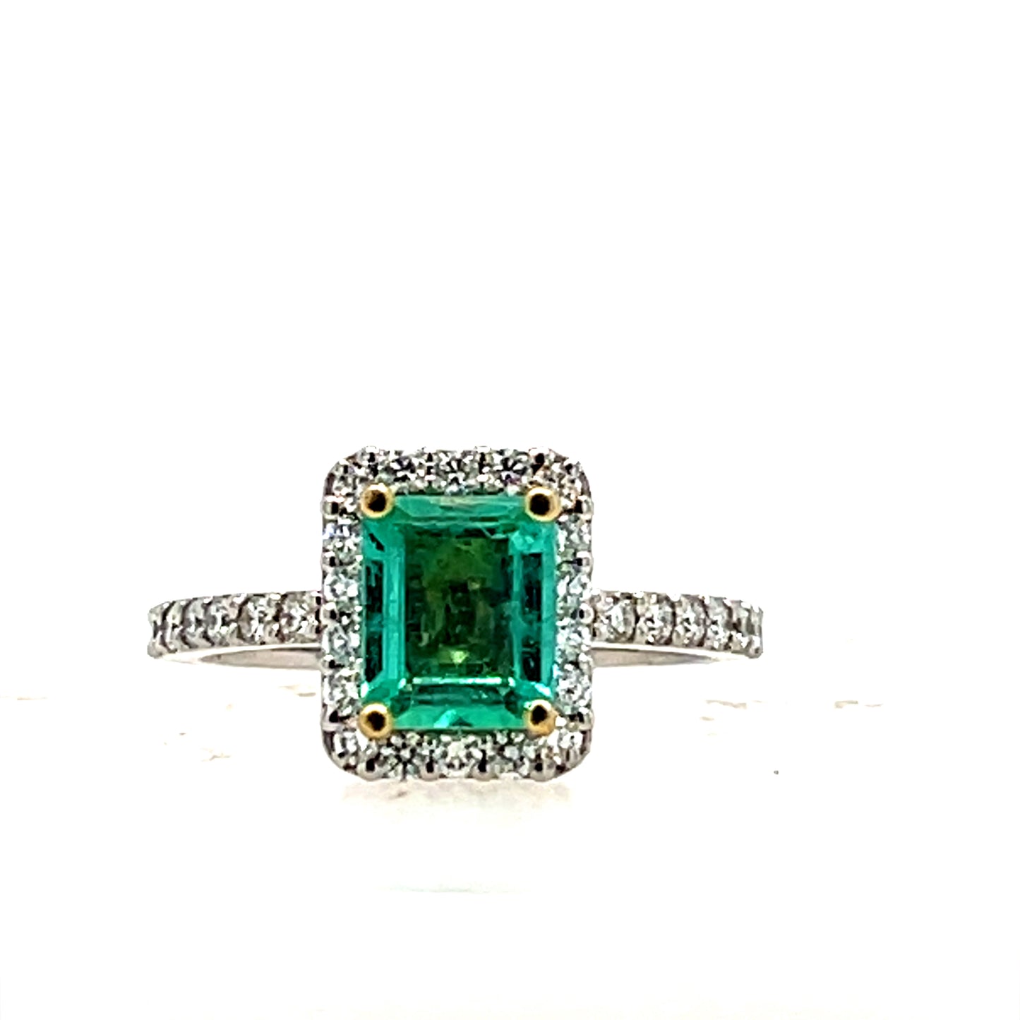 Emerald and Diamond Earring, Necklace, and Ring Set