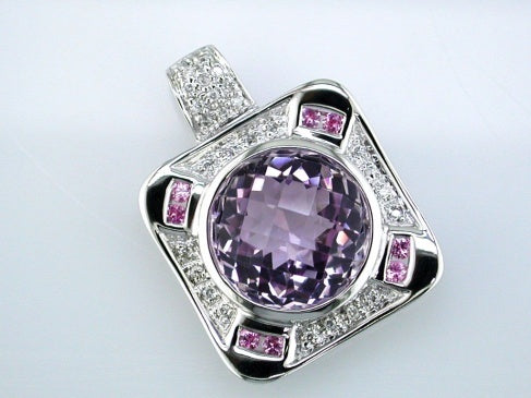 AMETHYST DIAMOND  GOLD PENDANT