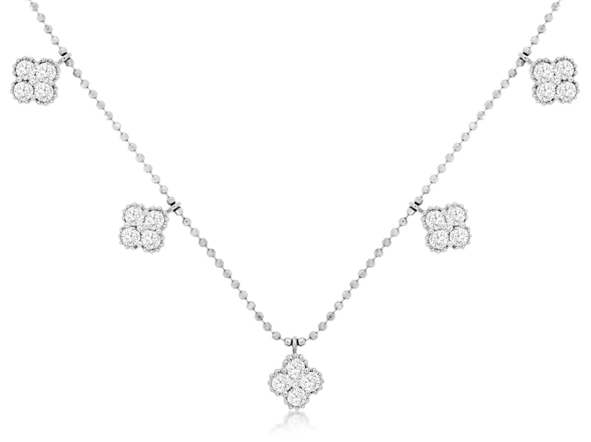 Quatrafoil Style Diamond Necklace in 14 kt white gold