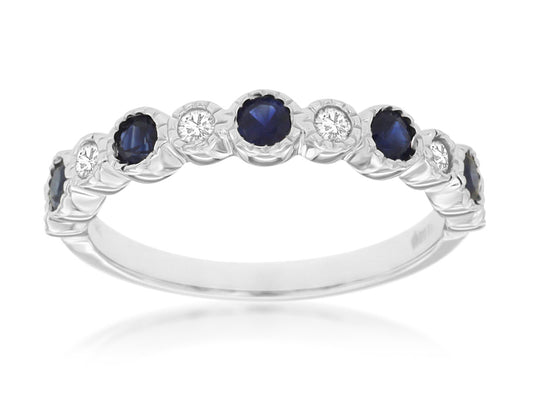 Sapphire and Diamond Semi Eternity Band